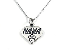Load image into Gallery viewer, Mothers Day Necklace, Sterling Silver NANA Charm with Rhodium Plated 925 Sterling Silver 0.9mm Stamped 925 Italy Finished Box Chain Necklace