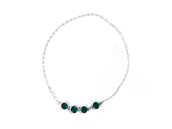 8mm Silver Plated Birthstone Necklace, Preciosa Birthstone Channel Links, Choose Color and Size