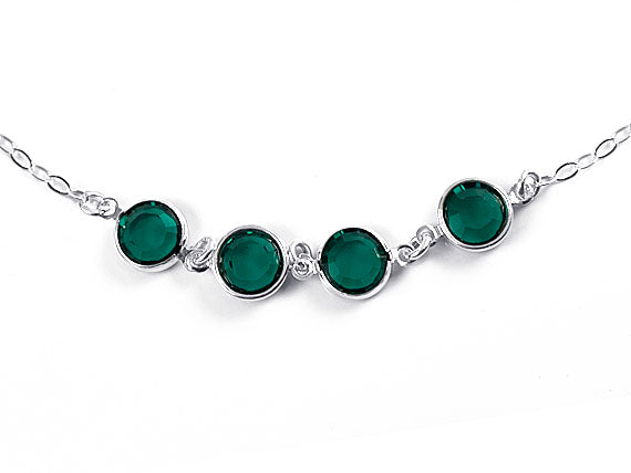 8mm Silver Plated Birthstone Necklace, Preciosa Birthstone Channel Links, Choose Color and Size