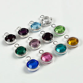 50 pcs Swarovski Birthstone Channel Charms Silver Plated, 6mm stone - Choose your Colors -CC6S-50