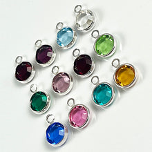 Load image into Gallery viewer, 12pcs Swarovski Birthstone Channel Charm Set Silver Plated CC6S swarovski birthstone crystal - SET12