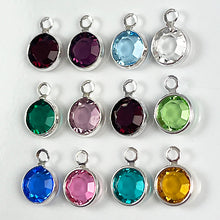 Load image into Gallery viewer, 480 pcs Swarovski/Preciosa Birthstone Charms Silver Plated, 6mm Stone, Bezel Set, 40 ea month  - CC6S-SET480