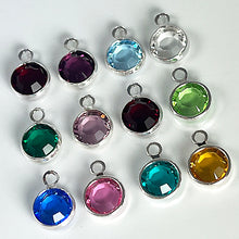 Load image into Gallery viewer, 10 pcs PRECIOSA/Swarovski Birthstone Channel Charms Silver Plated, 6mm stone - Choose your Colors -CC6S-10