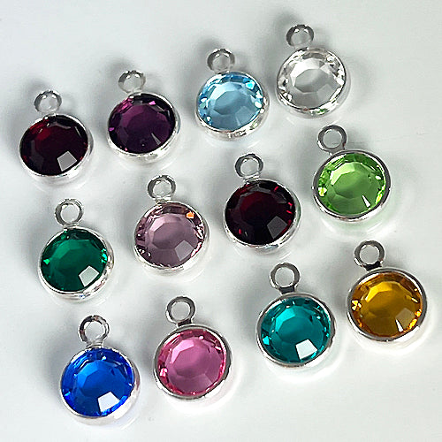 10 pcs PRECIOSA/Swarovski Birthstone Channel Charms Silver Plated, 6mm stone - Choose your Colors -CC6S-10