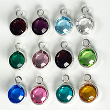 Load image into Gallery viewer, 25 Assortable Swarovski Birthstone Channel Charms Sterling Silver Plated custom Mix&amp;Match CC6S-XX25