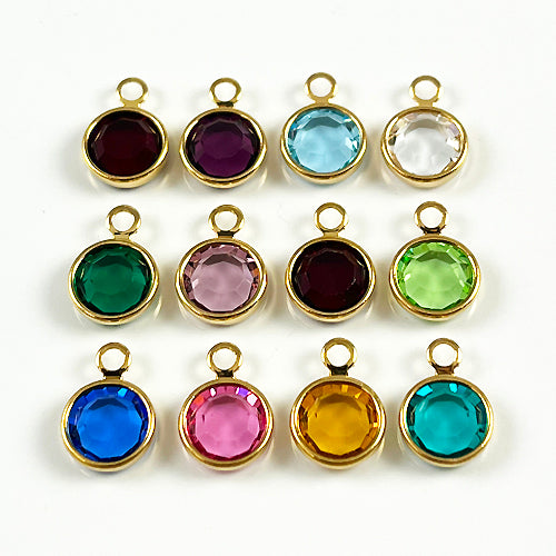 50 Assortable Swarovski/Preciosa Birthstone Channel Charms Gold Plated - Mix n Match CC6G-XXX50