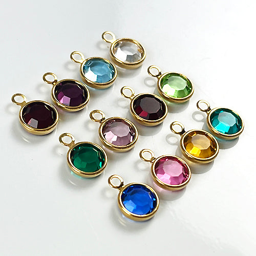 5 Pc Swarovski/Preciosa Birthstone Channel Charms Gold Plated - Specify color CC6G-05