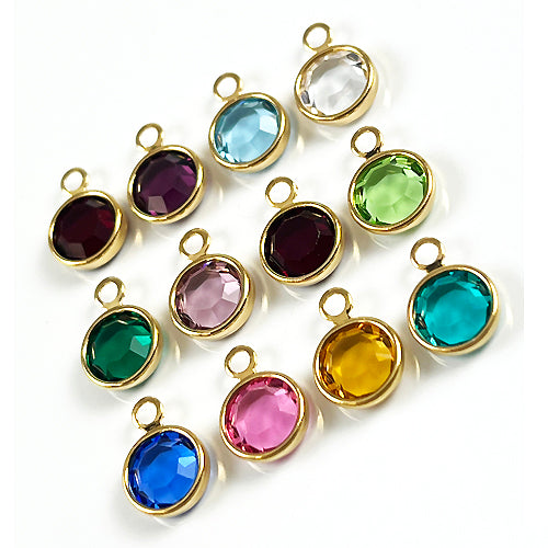 50 Assortable Swarovski/Preciosa Birthstone Channel Charms Gold Plated - Mix n Match CC6G-XXX50