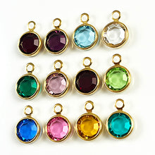 Load image into Gallery viewer, Swarovski/Preciosa Crystal Birthstone Charms Gold Plated Any Month - 6mm Stone CC6G-Specify1