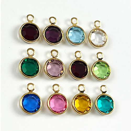 60 Swarovski/Preciosa  Birthstone Charms Gold Plated -  5of each month CC6G-SET60