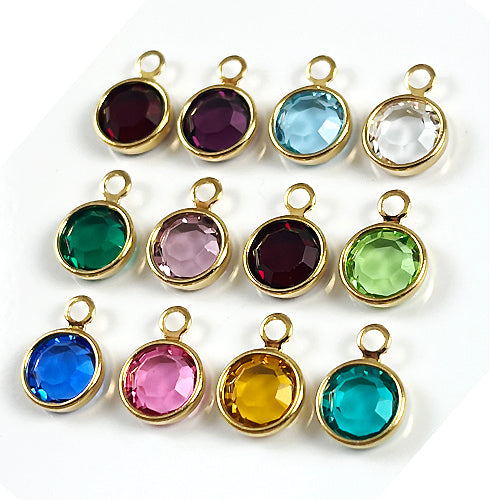 12 pcs Swarovski/Preciosa Birthstone Channel Charms Gold Plated (1 Piece Set) CC6G-SET12