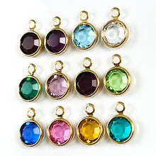 Load image into Gallery viewer, 50 Swarovski/Preciosa Birthstone Channel Charms Gold Plated - Specify color CC6G-50
