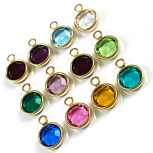 12 pcs Swarovski/Preciosa Birthstone Channel Charms Gold Plated (1 Piece Set) CC6G-SET12