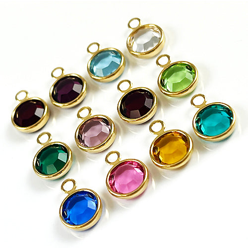25 Assortable Swarovski/Preciosa Birthstone Channel Charms Gold Plated - Mix n Match CC6G-XXX25