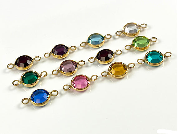 12 pcs Swarovski Birthstone Crystal Gold Connectors Gold Plated (1 Set) CLK6G-SET12