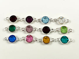 360 pcs Swarovski/Preciosa Crystal Birthstone Channel Connectors, Silver Plated - 30 Sets - CLK6S-SET360