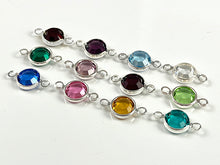 Load image into Gallery viewer, 10 Swarovski/Preciosa Crystal Birthstone Links Sterling Silver Plated connectors Choose color - CLK6S-10