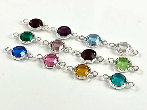 10 Swarovski/Preciosa Crystal Birthstone Links Sterling Silver Plated connectors Choose color - CLK6S-10
