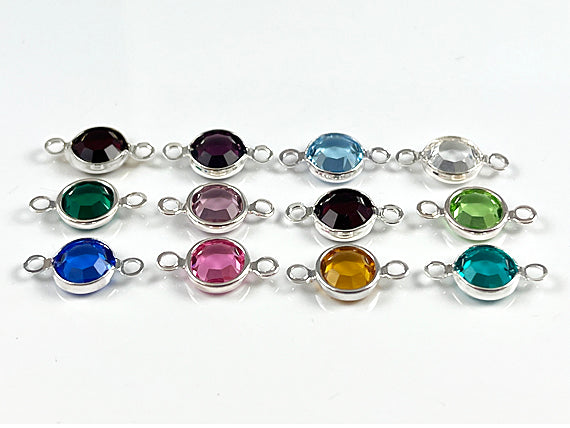 10 Swarovski/Preciosa Crystal Birthstone Links Sterling Silver Plated connectors Choose color - CLK6S-10