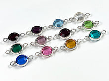 Load image into Gallery viewer, 10 Swarovski/Preciosa Crystal Birthstone Links Sterling Silver Plated connectors Choose color - CLK6S-10