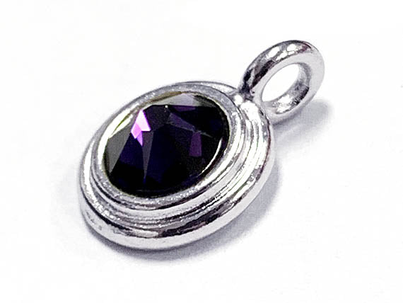 Swarovski Birthstone Charms Choose 1 from 22 Team Colors TierraCast Silver Plated Bezel -P6745S-XX