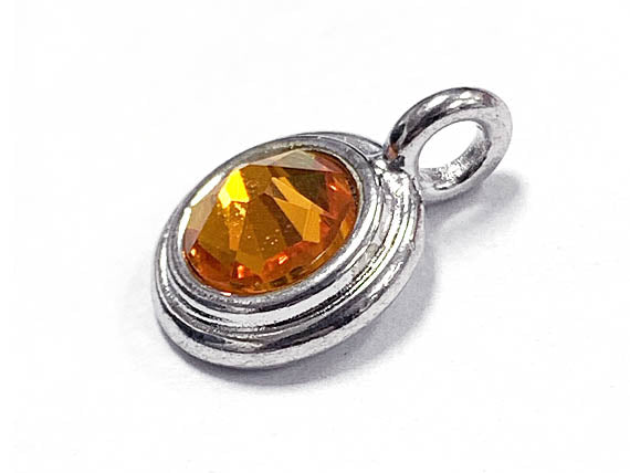 Swarovski Birthstone Charms Choose 1 from 22 Team Colors TierraCast Silver Plated Bezel -P6745S-XX
