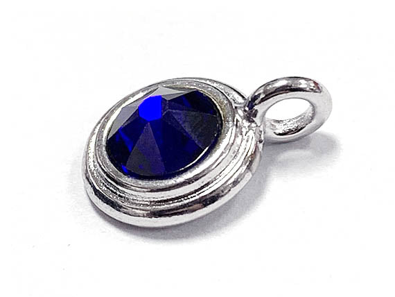 Swarovski Birthstone Charms Choose 1 from 22 Team Colors TierraCast Silver Plated Bezel -P6745S-XX