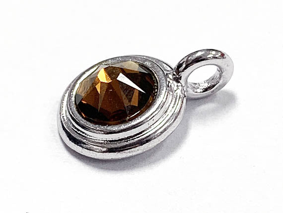 Swarovski Birthstone Charms Choose 1 from 22 Team Colors TierraCast Silver Plated Bezel -P6745S-XX