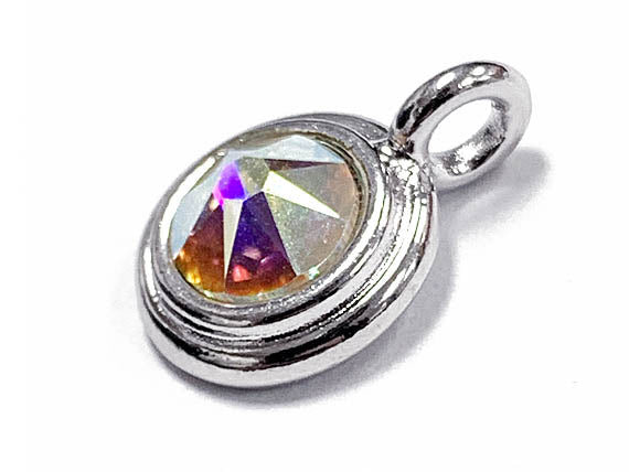 Swarovski Birthstone Charms Choose 1 from 22 Team Colors TierraCast Silver Plated Bezel -P6745S-XX