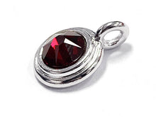 Load image into Gallery viewer, Swarovski Birthstone Charms Choose 1 from 22 Team Colors TierraCast Silver Plated Bezel -P6745S-XX