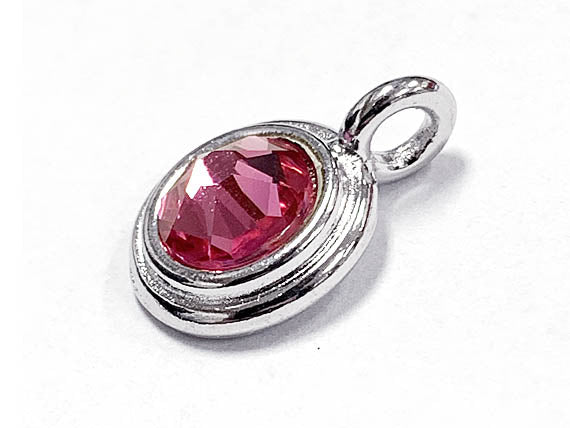 Swarovski Birthstone Charms Choose 1 from 22 Team Colors TierraCast Silver Plated Bezel -P6745S-XX