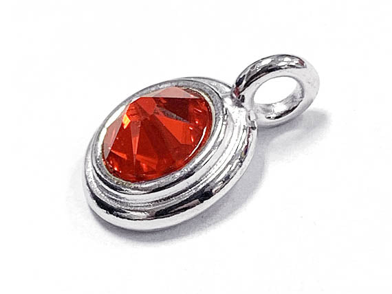 Swarovski Birthstone Charms Choose 1 from 22 Team Colors TierraCast Silver Plated Bezel -P6745S-XX