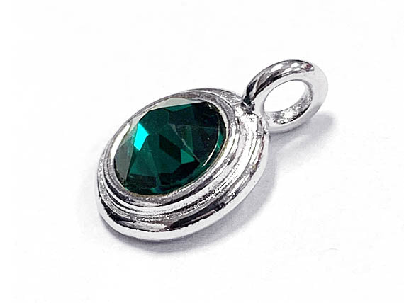 Swarovski Birthstone Charms Choose 1 from 22 Team Colors TierraCast Silver Plated Bezel -P6745S-XX