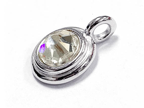 Swarovski Birthstone Charms Choose 1 from 22 Team Colors TierraCast Silver Plated Bezel -P6745S-XX