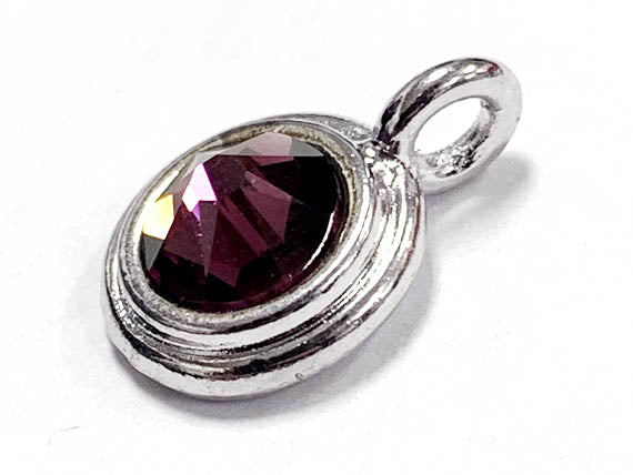 Swarovski Birthstone Charms Choose 1 from 22 Team Colors TierraCast Silver Plated Bezel -P6745S-XX