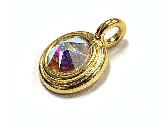 Swarovski Birthstone Charms Choose 1 from 22 Team Colors TierraCast Gold Plated Bezel -P6750G-XX