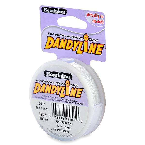 100 Meters - 0.13mm (10 Lb. test) White Beadalon DandyLine Braided Bead Thread