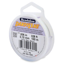 Load image into Gallery viewer, 100 Meters - 0.15mm (15 Lb test) White Beadalon DandyLine Braided Bead Thread