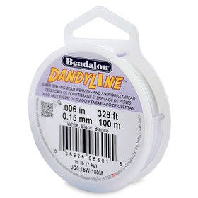 100 Meters - 0.15mm (15 Lb test) White Beadalon DandyLine Braided Bead Thread