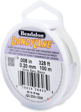 100 Meters - 0.2mm (20 Lb test) White Beadalon DandyLine Braided Bead Thread