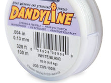 Load image into Gallery viewer, 100 Meters - 0.13mm (10 Lb. test) White Beadalon DandyLine Braided Bead Thread - BeadPrism