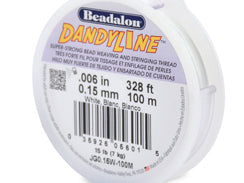 100 Meters - 0.15mm (15 Lb test) White Beadalon DandyLine Braided Bead Thread - BeadPrism