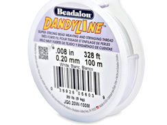 100 Meters - 0.2mm (20 Lb test) White Beadalon DandyLine Braided Bead Thread - BeadPrism