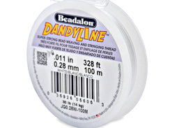 100 Meters - 0.28mm (30 Lb test) White Beadalon DandyLine Braided Bead Thread - BeadPrism