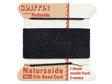 Load image into Gallery viewer, 2 Meters - Black Griffin Bead Cord 100% Silk No. 4 - BeadPrism