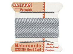2 Meters - GreyX Griffin Bead Cord 100% Silk No. 4 - BeadPrism