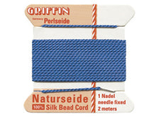 Load image into Gallery viewer, 2 Meters - Blue Griffin Bead Cord 100% Silk No. 6 - BeadPrism