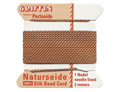 2 Meters - Carnelian Griffin Bead Cord 100% Silk No. 6 - BeadPrism