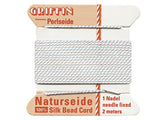 2 Meters - White Griffin Bead Cord 100% Silk No. 6