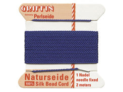 2 Meters - Dark Blue Griffin Bead Cord 100% Silk No. 8 - BeadPrism